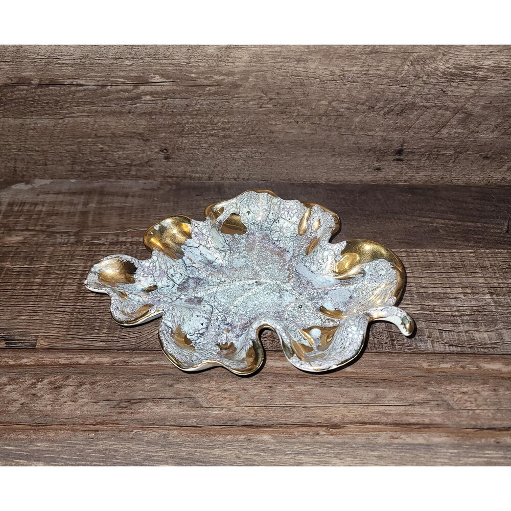 Vintage Handmade Golden Leaf Dish